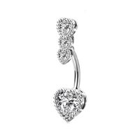 Exaggerated Punk Heart Shape Stainless Steel Copper Plating Inlay Zircon White Gold Plated Belly Ring main image 5