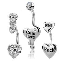 Exaggerated Punk Heart Shape Stainless Steel Copper Plating Inlay Zircon White Gold Plated Belly Ring main image 1