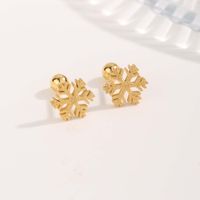 1 Pair Cute Sweet Bow Knot Snowflake Plating Titanium Steel Gold Plated Ear Studs main image 3