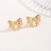 1 Pair Cute Sweet Bow Knot Snowflake Plating Titanium Steel Gold Plated Ear Studs main image 5