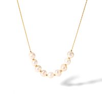 304 Stainless Steel Freshwater Pearl 18K Gold Plated Lady Korean Style Plating Geometric Bracelets Necklace main image 3