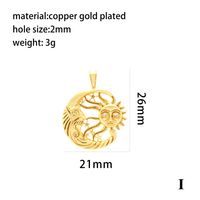 Retro Simple Style Streetwear Cross Sun Heart Shape Copper Plating Inlay Zircon 18k Gold Plated Charms main image 3