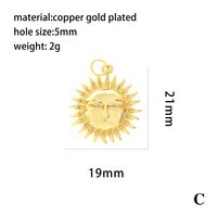 Retro Simple Style Streetwear Cross Sun Heart Shape Copper Plating Inlay Zircon 18k Gold Plated Charms sku image 1