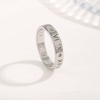 Simple Style Classic Style Circle Roman Numeral Checkered Titanium Steel Copper Plating Inlay Zircon Gold Plated Rings sku image 2