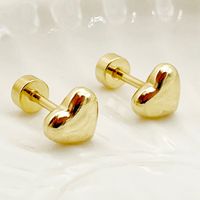 1 Pair Basic Simple Style Star Moon Heart Shape Plating 304 Stainless Steel 14K Gold Plated Ear Studs main image 5