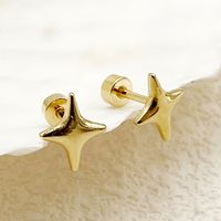 1 Pair Basic Simple Style Star Moon Heart Shape Plating 304 Stainless Steel 14K Gold Plated Ear Studs main image 2