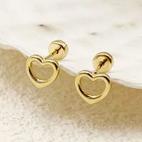 1 Pair Basic Simple Style Star Moon Heart Shape Plating 304 Stainless Steel 14K Gold Plated Ear Studs main image 3