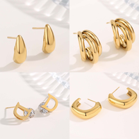 1 Pair Streetwear Irregular Square Water Droplets Plating Titanium Steel Gold Plated Ear Studs main image 1