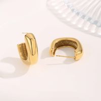 1 Pair Streetwear Irregular Square Water Droplets Plating Titanium Steel Gold Plated Ear Studs main image 4