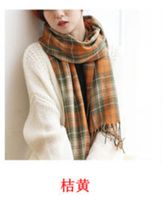 Women's Sweet Plaid Imitation Cashmere Tassel Winter Scarves sku image 9