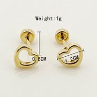 1 Pair Basic Simple Style Star Moon Heart Shape Plating 304 Stainless Steel 14K Gold Plated Ear Studs sku image 2