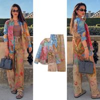 Women's Casual Vintage Style Flower Polyester Pants Sets main image 2