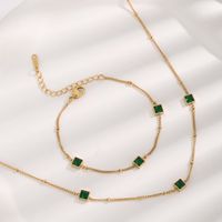 Wholesale Lady Solid Color Titanium Steel Plating Gold Plated Bracelets Necklace main image 3