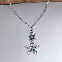 Wholesale Jewelry Bohemian Retro Flower Alloy Turquoise Inlay Pendant Necklace main image 4
