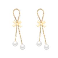 1 Pair Elegant Lady Classic Style Bow Knot Inlay Alloy Zircon Drop Earrings main image 1