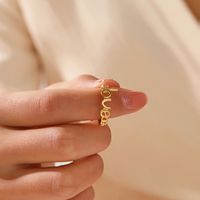 304 Stainless Steel 18K Gold Plated Modern Style Plating Love Open Rings main image 2
