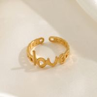 304 Stainless Steel 18K Gold Plated Modern Style Plating Love Open Rings main image 5
