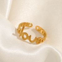 304 Stainless Steel 18K Gold Plated Modern Style Plating Love Open Rings main image 4
