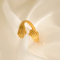 304 Stainless Steel 18K Gold Plated Casual Retro Plating Palm Open Rings main image 3