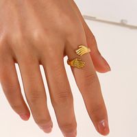 304 Stainless Steel 18K Gold Plated Casual Retro Plating Palm Open Rings main image 2