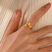 304 Stainless Steel 18K Gold Plated Casual Retro Plating Palm Open Rings main image 4