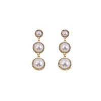1 Pair Vintage Style Simple Style Geometric Inlay Alloy Artificial Pearls Drop Earrings main image 4