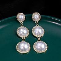 1 Pair Vintage Style Simple Style Geometric Inlay Alloy Artificial Pearls Drop Earrings main image 3