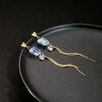 1 Pair Modern Style Sweet Flower Butterfly Inlay Alloy Opal Drop Earrings main image 2