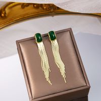 1 Pair Roman Style British Style Tassel Irregular Inlay Alloy Opal Drop Earrings main image 2