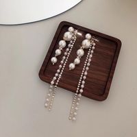 1 Pair Korean Style Solid Color Inlay Alloy Rhinestones Pearl Gold Plated Drop Earrings main image 2