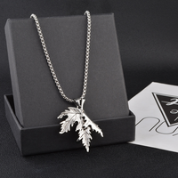 Casual Retro Maple Leaf Stainless Steel Alloy Plating Silver Plated Men's Pendant Necklace main image 4