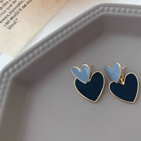 1 Pair Commute Heart Shape Enamel Plating Alloy Gold Plated Silver Plated Drop Earrings main image 4