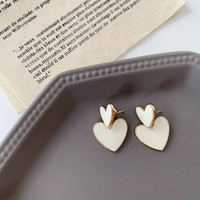 1 Pair Commute Heart Shape Enamel Plating Alloy Gold Plated Silver Plated Drop Earrings main image 3