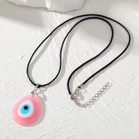 Retro Simple Style Devil's Eye Water Droplets Resin Leather Rope Women's Pendant Necklace main image 5