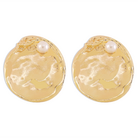 1 Pair Vintage Style Round Inlay Imitation Pearl Alloy Pearl Ear Studs main image 2