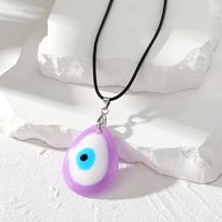 Retro Simple Style Devil's Eye Water Droplets Resin Leather Rope Women's Pendant Necklace sku image 5