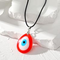 Retro Simple Style Devil's Eye Water Droplets Resin Leather Rope Women's Pendant Necklace sku image 6