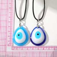 Retro Simple Style Devil's Eye Water Droplets Resin Leather Rope Women's Pendant Necklace main image 6