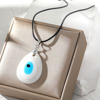 Retro Simple Style Devil's Eye Water Droplets Resin Leather Rope Women's Pendant Necklace main image 2