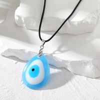 Retro Simple Style Devil's Eye Water Droplets Resin Leather Rope Women's Pendant Necklace sku image 2