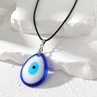 Retro Simple Style Devil's Eye Water Droplets Resin Leather Rope Women's Pendant Necklace sku image 3