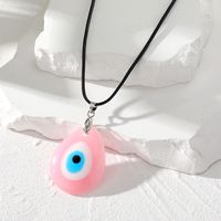 Retro Simple Style Devil's Eye Water Droplets Resin Leather Rope Women's Pendant Necklace sku image 4