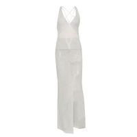 Women's Strap Dress Sexy V Neck See-through Sleeveless Solid Color Maxi Long Dress Holiday Beach main image 4