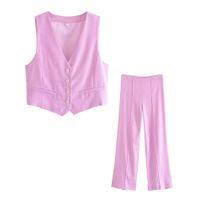 Women's Business Solid Color Polyester Pocket Pants Sets main image 5