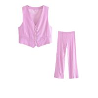 Women's Business Solid Color Polyester Pocket Pants Sets main image 3