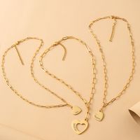 Stainless Steel 18K Gold Plated MAMA Heart Shape Hollow Out Pendant Necklace main image 3