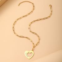 Stainless Steel 18K Gold Plated MAMA Heart Shape Hollow Out Pendant Necklace main image 6