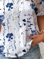 Women's Blouse Short Sleeve Blouses Printing Casual Flower main image 3