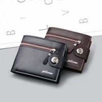 Herren-einfarbige Pu-leder-reiß Verschluss Brieftaschen main image 1