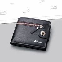 Men's Solid Color Pu Leather Zipper Buckle Wallets sku image 1